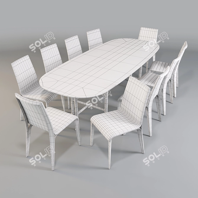 Porada Dining Set - Alfred Table & Aisha Chair 3D model image 2