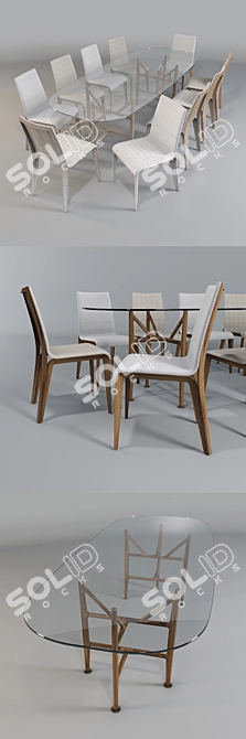 Porada Dining Set - Alfred Table & Aisha Chair 3D model image 3