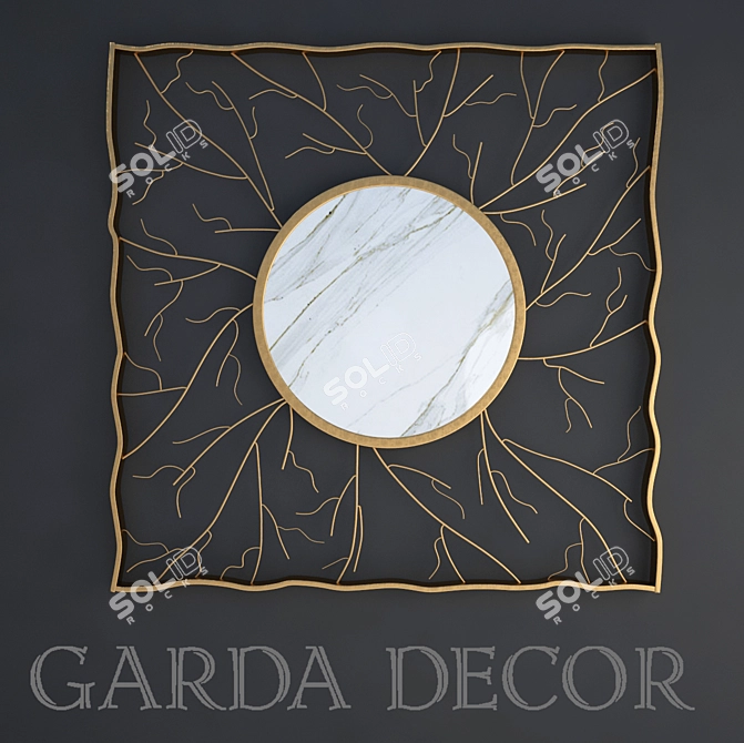 Luxurious Golden Square Mirror - Garda Decor 3D model image 1