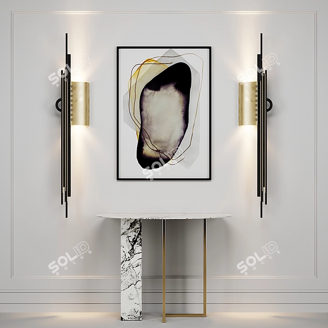 Elegant Meridiani Console with Artemest Sconce 3D model image 1