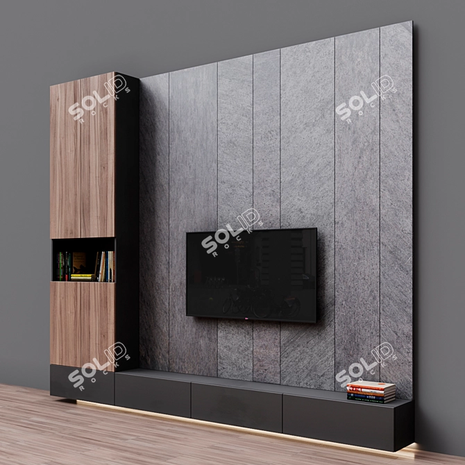 Compact TV Stand with Zona 3 Design 3D model image 2