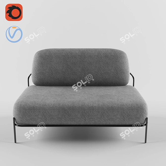 Modern Steel-Legged Pawai Sofa 3D model image 1