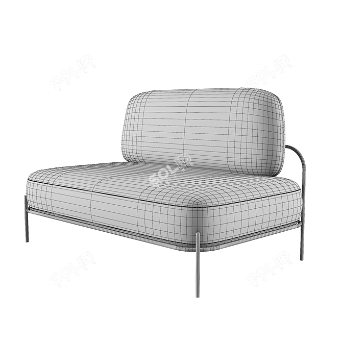 Modern Steel-Legged Pawai Sofa 3D model image 3