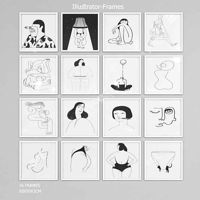 Artistic Frames: Set of 16 3D model image 1