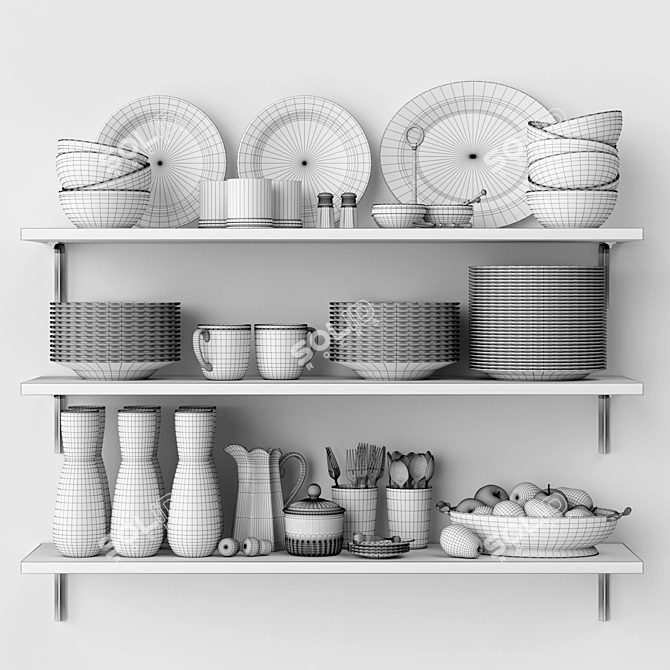 Williams Sonoma Kitchen Shelf Set 3D model image 2