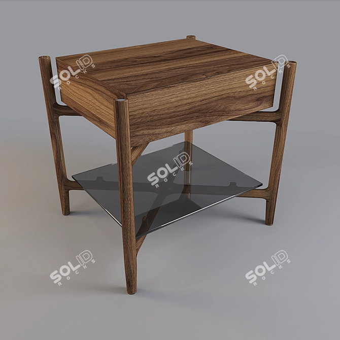 Title: Regent 2 Night Table: Elegant Walnut Design 3D model image 1