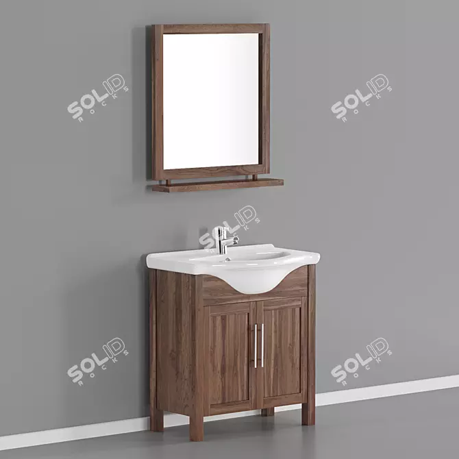 Modern Lava Walnut Freestanding Vanity Unit 3D model image 1
