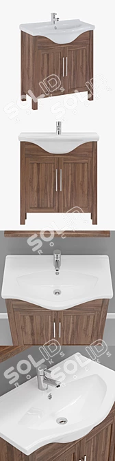 Modern Lava Walnut Freestanding Vanity Unit 3D model image 2