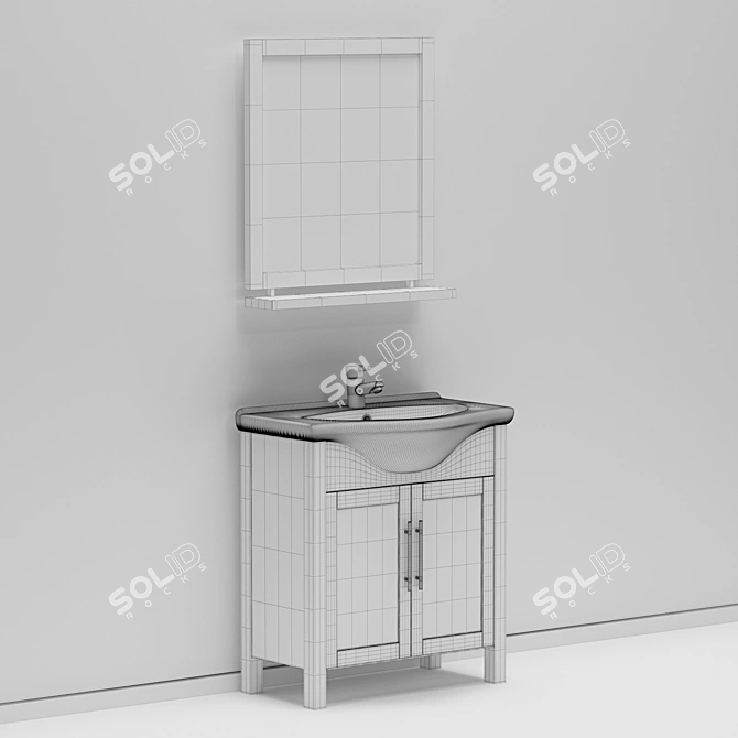Modern Lava Walnut Freestanding Vanity Unit 3D model image 3