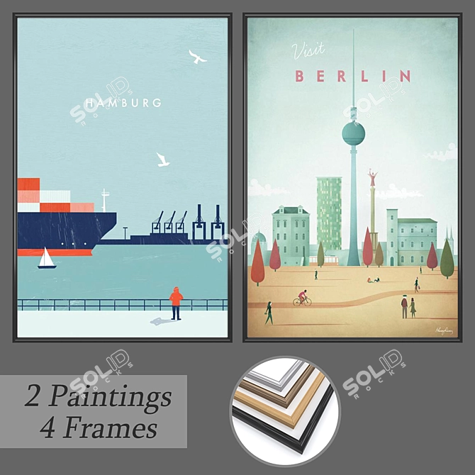 Elegant Wall Art Set with Multiple Frame Options 3D model image 1