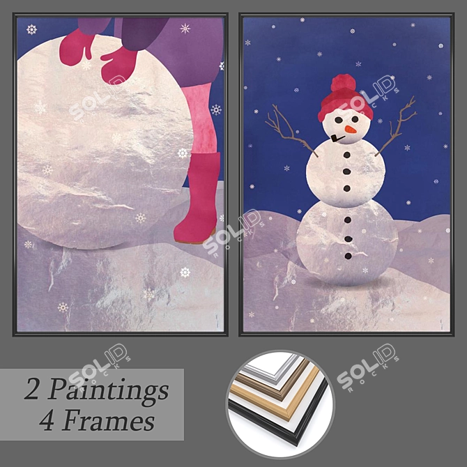 Artistic Frame Set No 539 3D model image 1