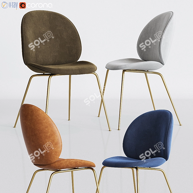 Gubi Beetle Velvet Dining Chair 3D model image 2