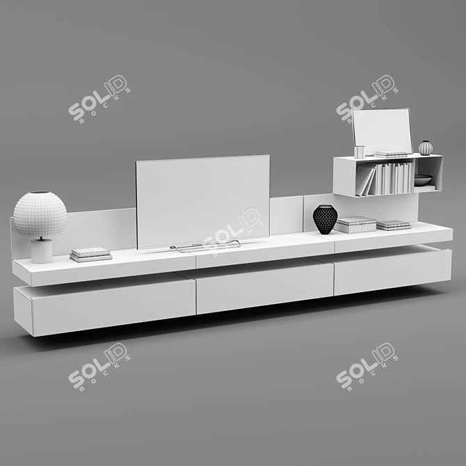 Sleek Poliform Sintesi TV Unit 3D model image 3