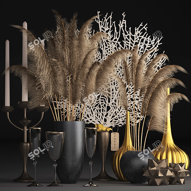 Rustic Reed Bouquet 3D model image 1