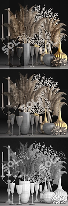 Rustic Reed Bouquet 3D model image 3