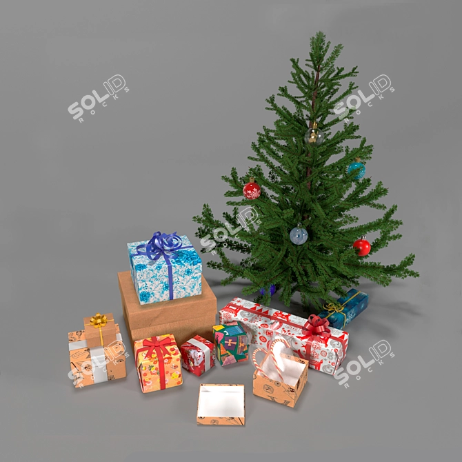 Title: Festive Christmas Gift Set 3D model image 1