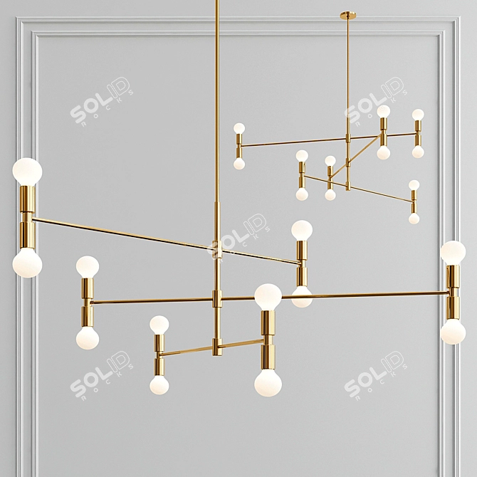 YOKA Gold Pendant Chandelier 3D model image 1