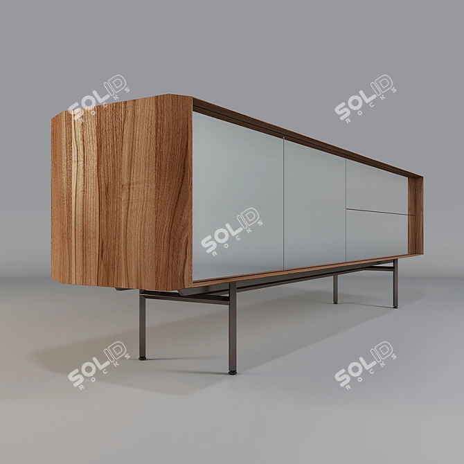 Elegant Canaletta Walnut Sideboard 3D model image 1