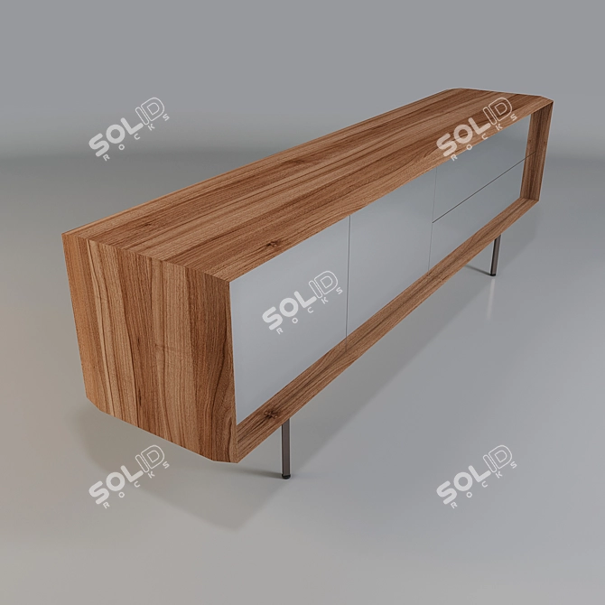 Elegant Canaletta Walnut Sideboard 3D model image 2