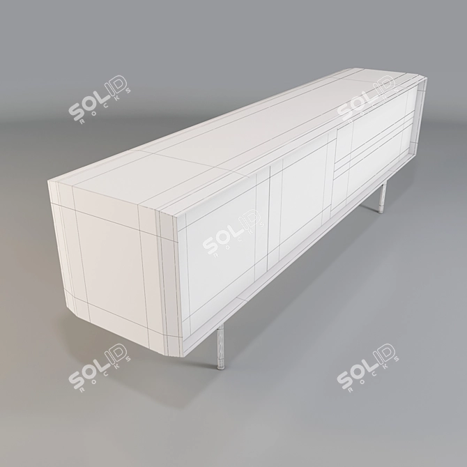 Elegant Canaletta Walnut Sideboard 3D model image 3