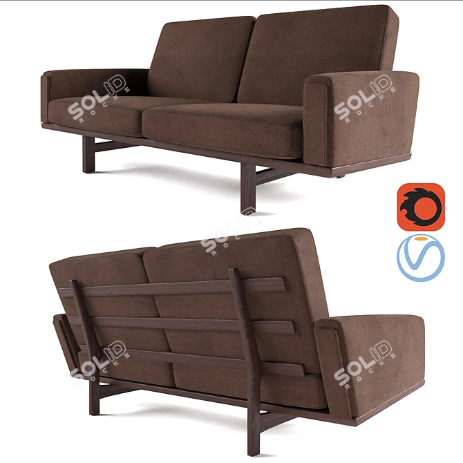 Modern Wegner Sofa 3D model image 1