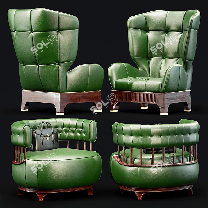 Modern 3D Max Chair & Bag 3D model image 1