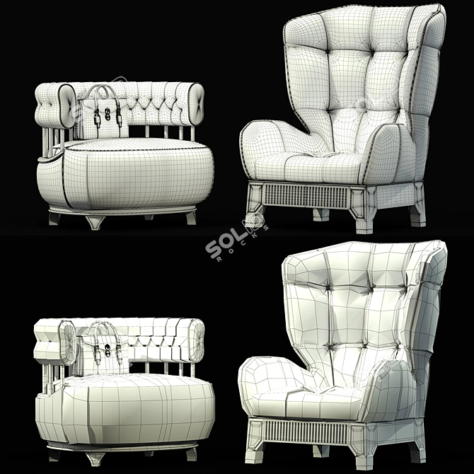 Modern 3D Max Chair & Bag 3D model image 3