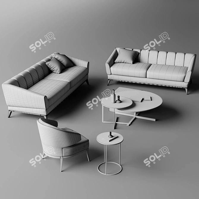 Sophisticated Lazzoni Ada Chester & Twice Armchair 3D model image 3