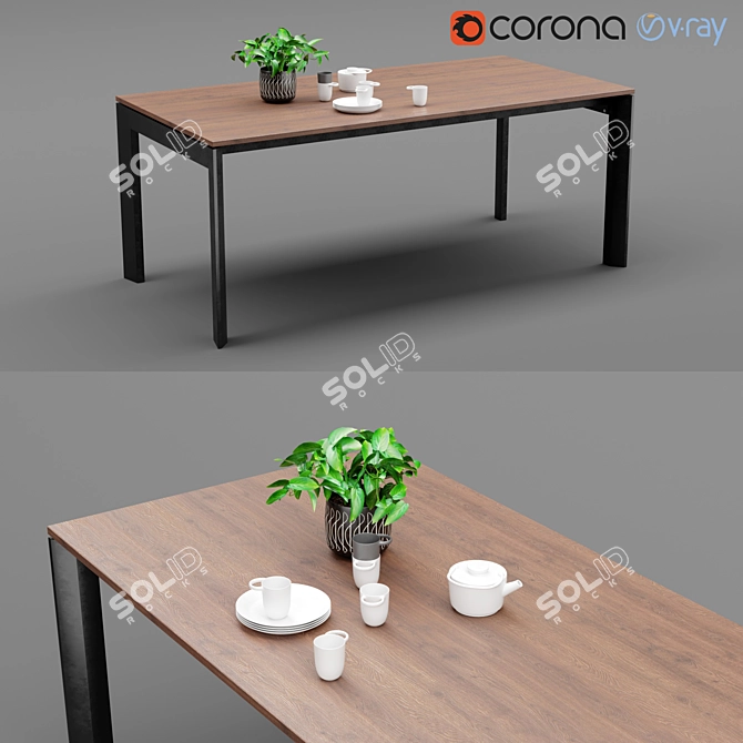 Modern Minimalist Lyon Dining Table 3D model image 1