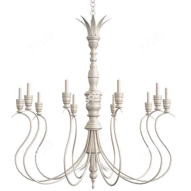 Title: Golden Art Nouveau Chandelier 3D model image 1