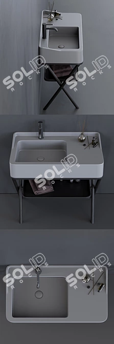 Siwa: Modern Rectangular Ceramic Washbasin 3D model image 2