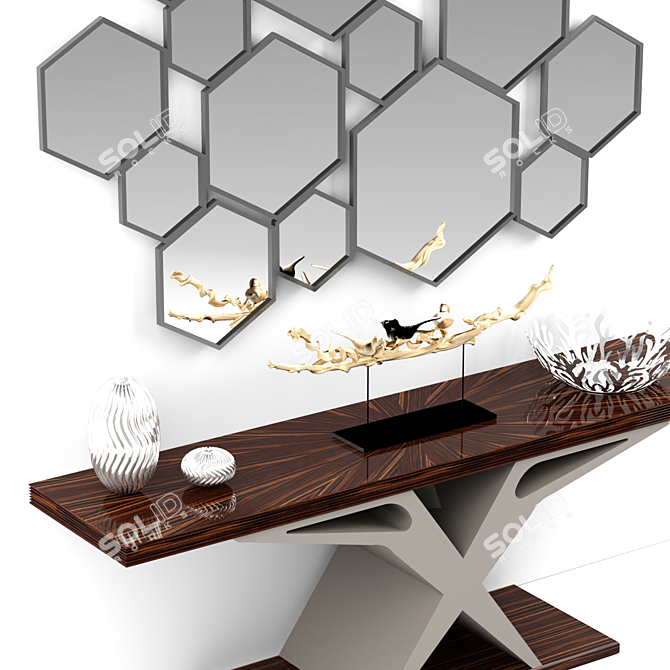 Elegant Contemporary Console Table 3D model image 2