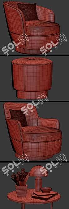 Luxury Minotti Jacques Armchair Set 3D model image 3