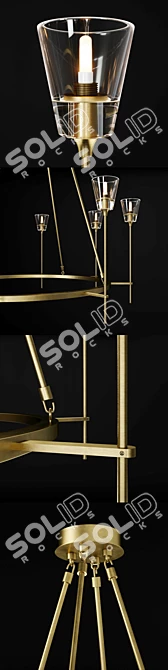 Elegant Glass Torch Chandelier 3D model image 2