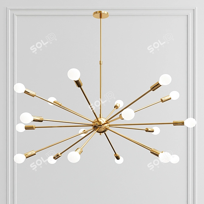 Brass Sputnik Chandelier: Modern Elegance 3D model image 1