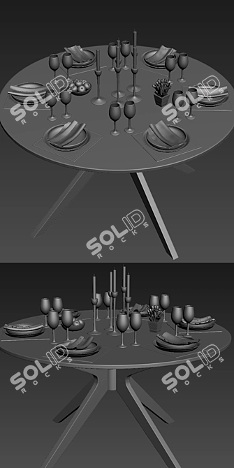 Modern Accent Chair with Round Table 3D model image 3