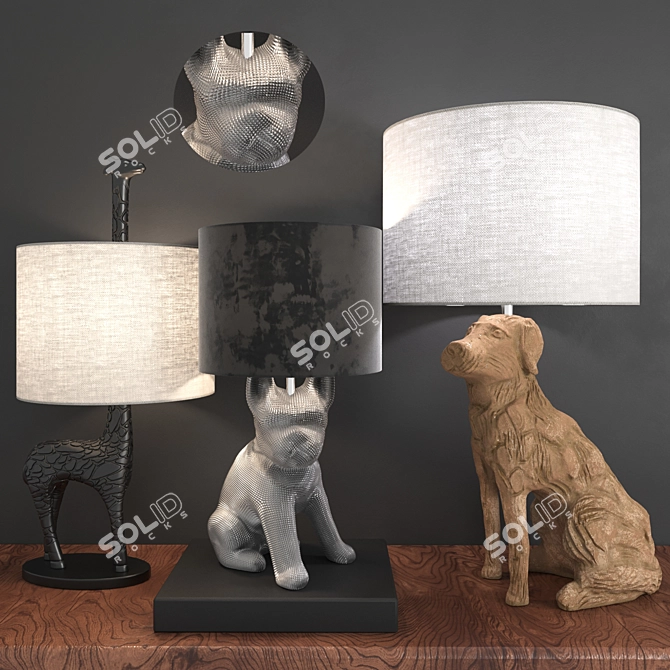 Animal Figurine Table Lamps 3D model image 1