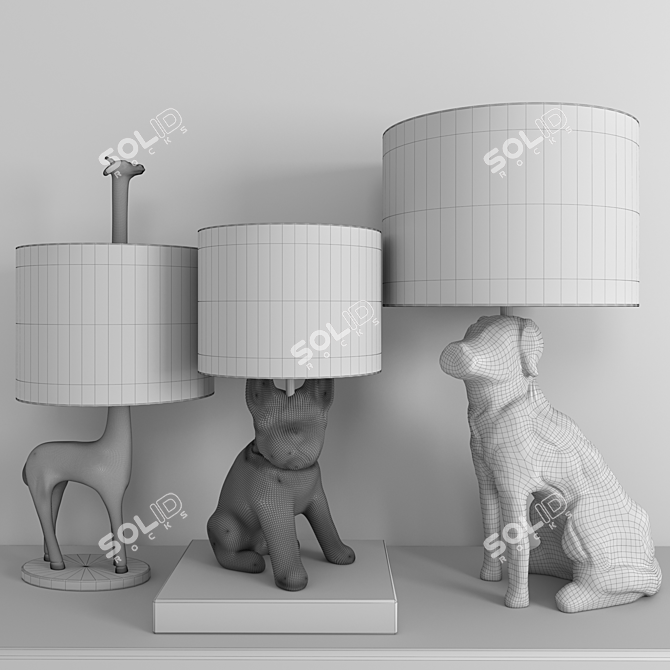 Animal Figurine Table Lamps 3D model image 2