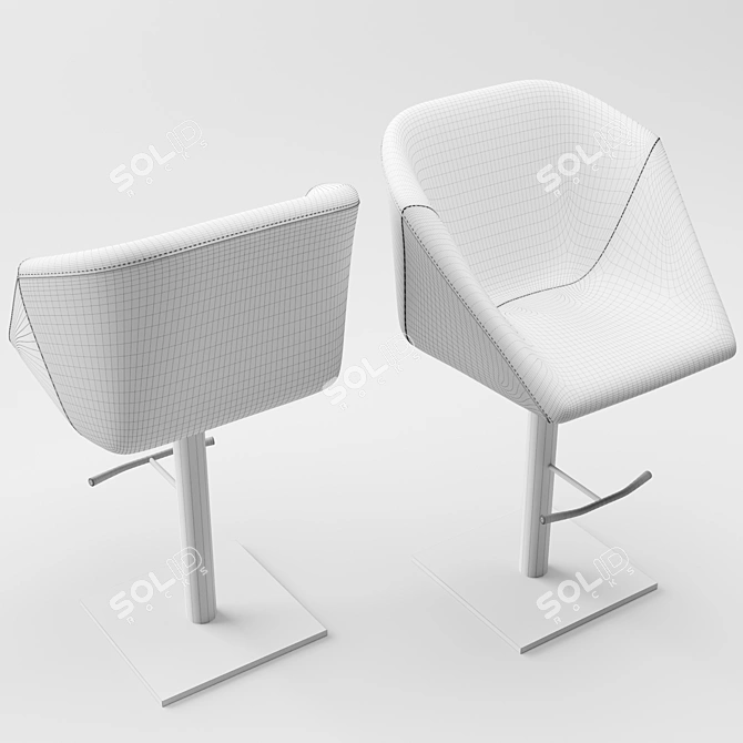 Modern Hexagon Bar Stool 3D model image 2