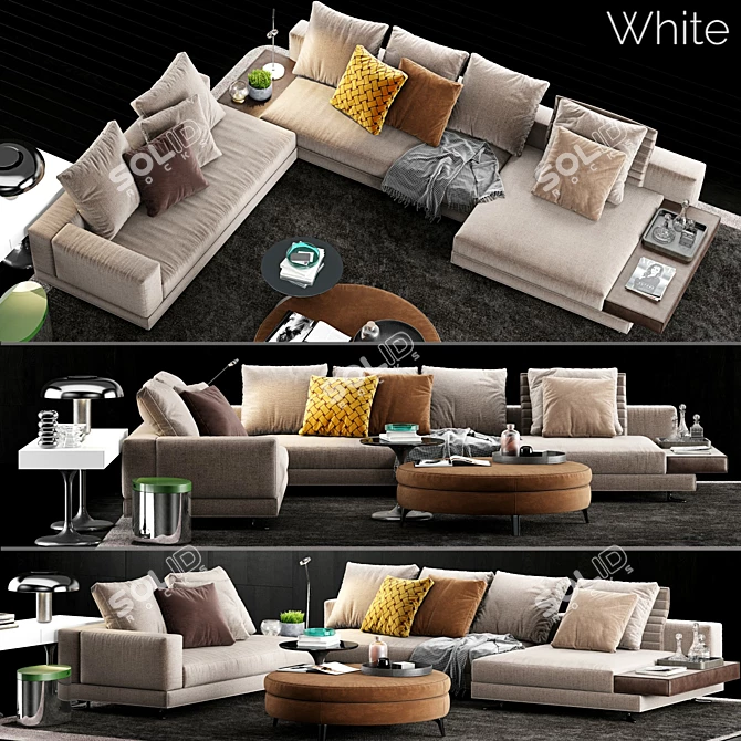 Modern White Sofa by Minotti 3D model image 1