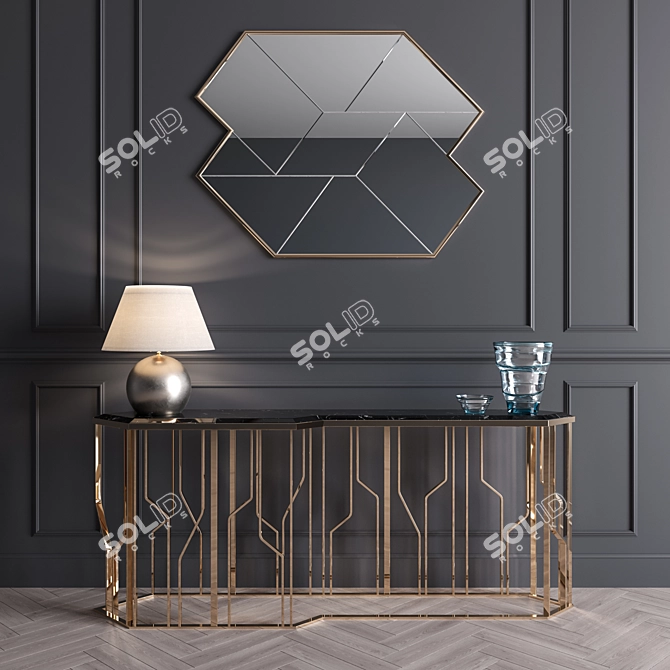 Elegant Ginza Longhi Console - Vray Material 3D model image 1