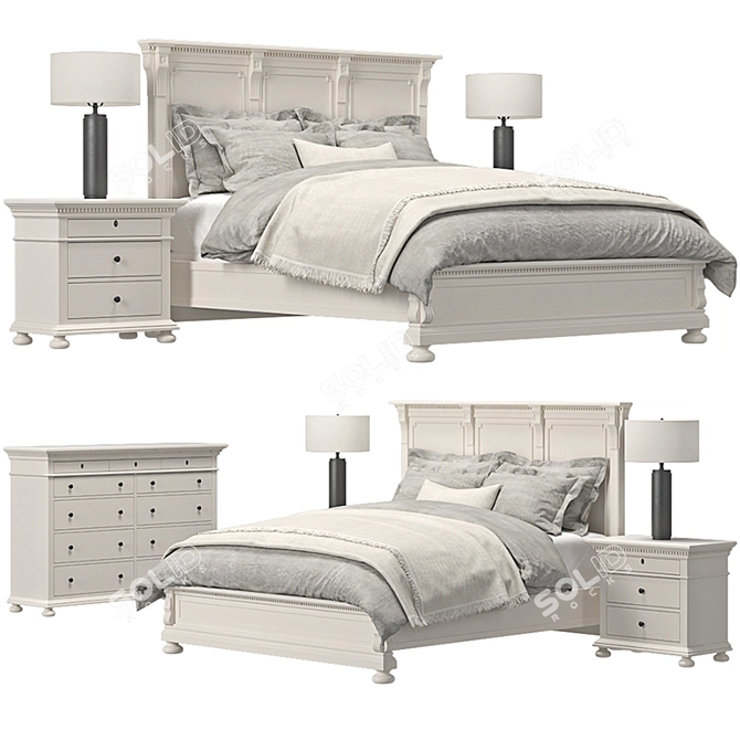 Elegant St. James Panel Bed 3D model image 1