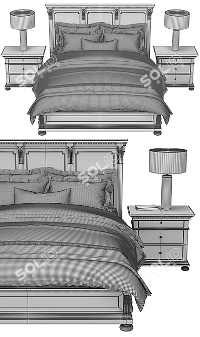 Elegant St. James Panel Bed 3D model image 3
