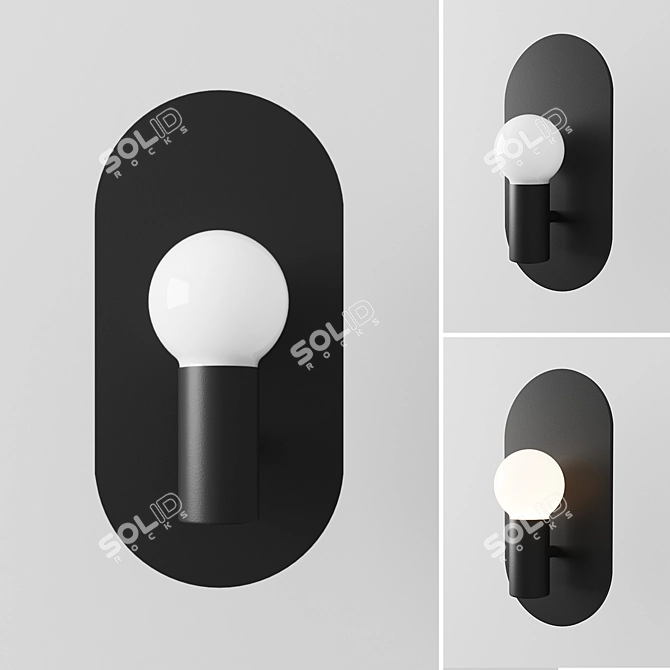 Elegant Matte Black Wall Sconce 3D model image 1