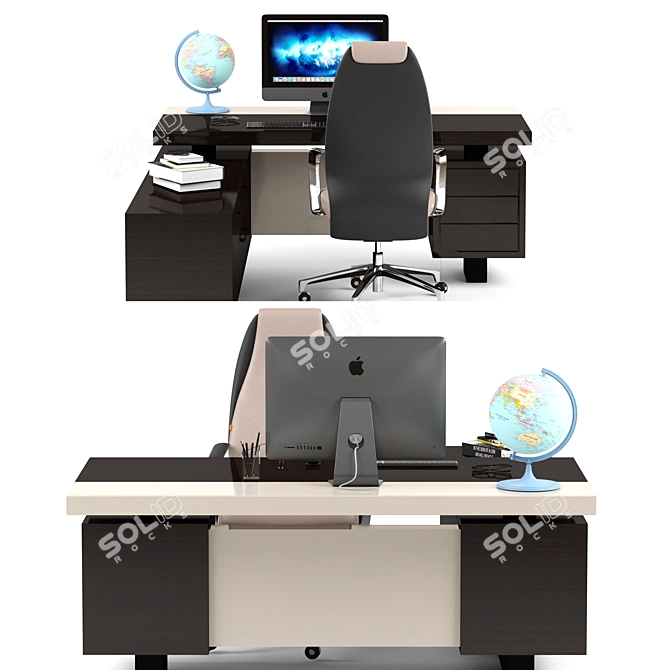 Executive Desk: Sleek and Functional 3D model image 1