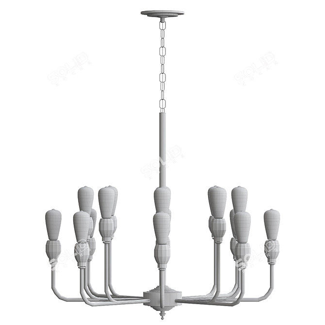 Elegant ELK Chandelier 3D model image 3