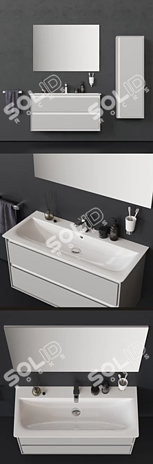 Modern Lacquered Vanity Unit with Drawers 3D model image 2