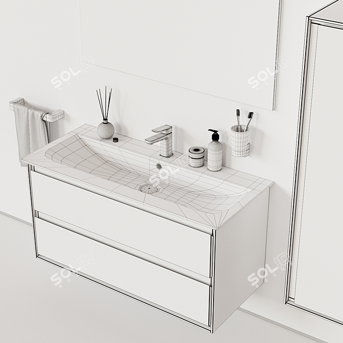 Modern Lacquered Vanity Unit with Drawers 3D model image 3