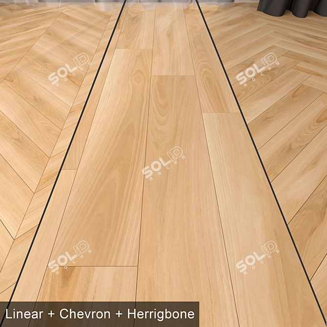 Versatile Parquet Floor Set 23: Linear, Herringbone & Chevron Patterns with Corona + Vray Render 3D model image 1