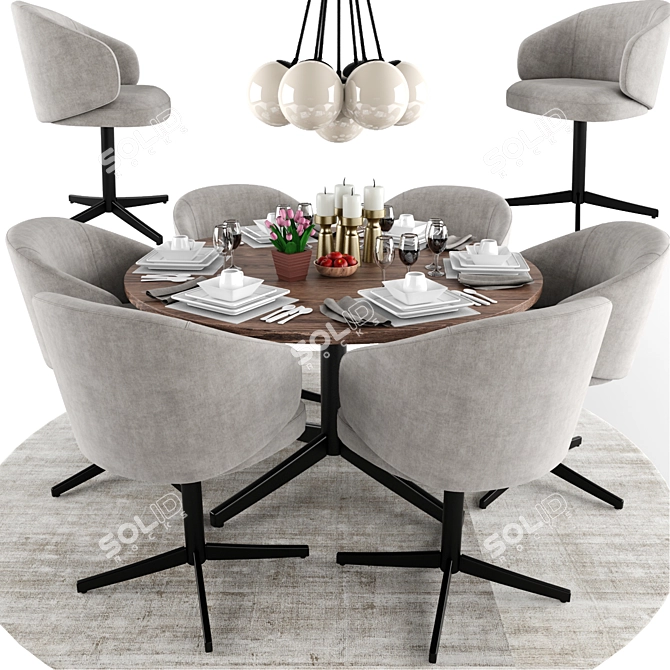 Modern Bice Dining Set 3D model image 1